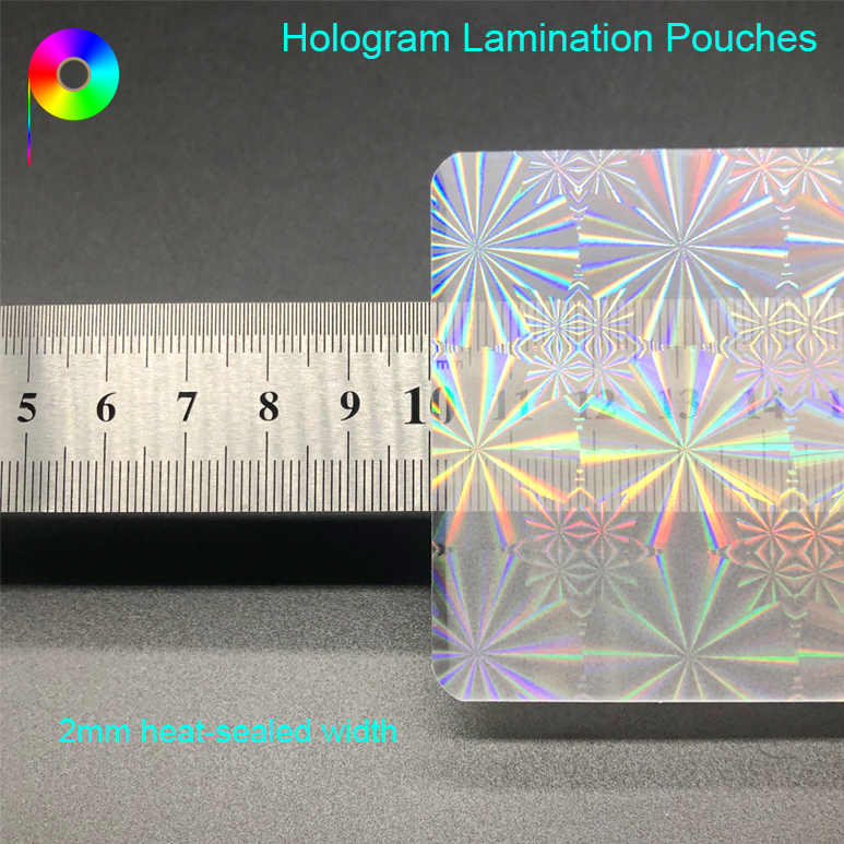 66*95mm Snowflake Pattern Plastic Heat-sealed Hologram Lamination Pouches for Cards Protection