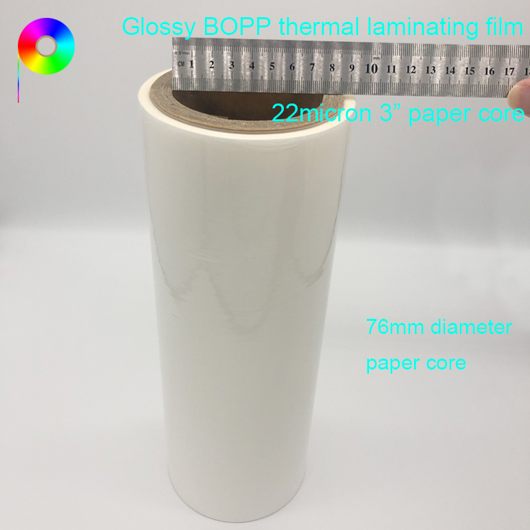 22micron 76mm Core Glossy BOPP Based Thermal Lamination Film for Prints Laminating