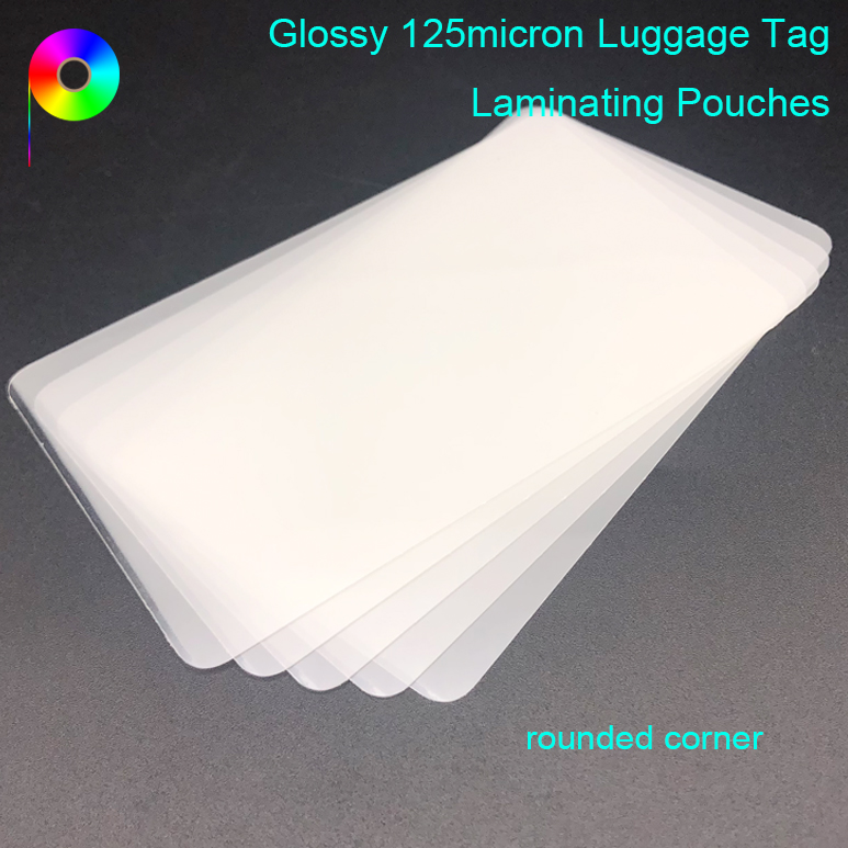 2 1/2" x 4 1/4" 64mm x 108mm 125micron Glossy Heat Seal Luggage Tag Laminating Pouches