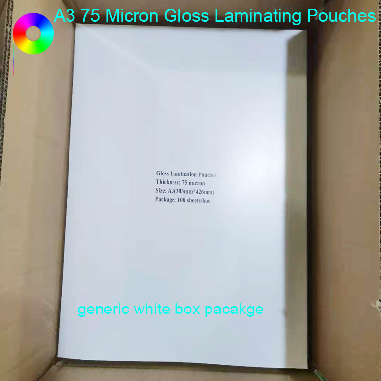 A3 2 * 75 Micron Transparent Gloss Finish Laminating Pouches Pack of 100 Sheets