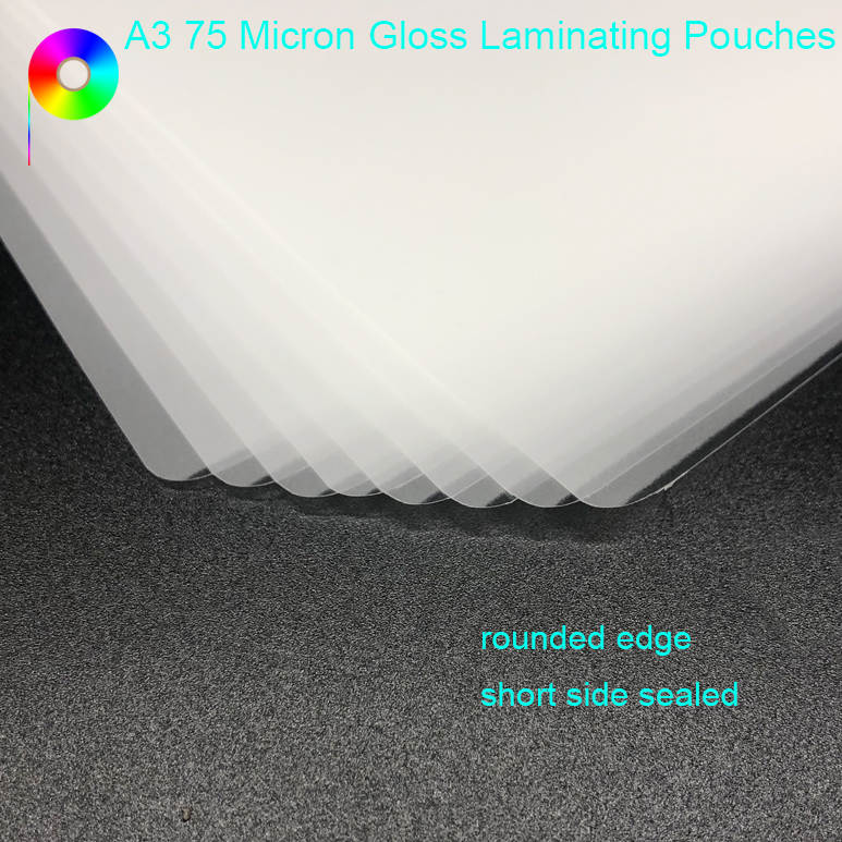 A3 2 * 75 Micron Transparent Gloss Finish Laminating Pouches Pack of 100 Sheets