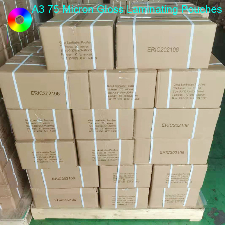 A3 2 * 75 Micron Transparent Gloss Finish Laminating Pouches Pack of 100 Sheets