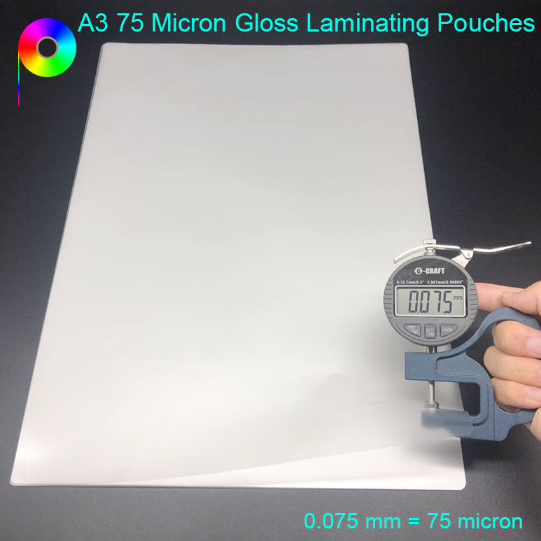 A3 2 * 75 Micron Transparent Gloss Finish Laminating Pouches Pack of 100 Sheets