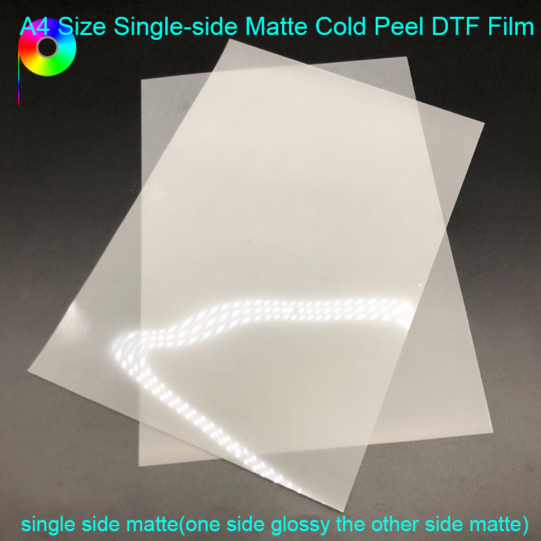 A4 Size Single-side Matte Cold Peel DTF Film for Textile Printing