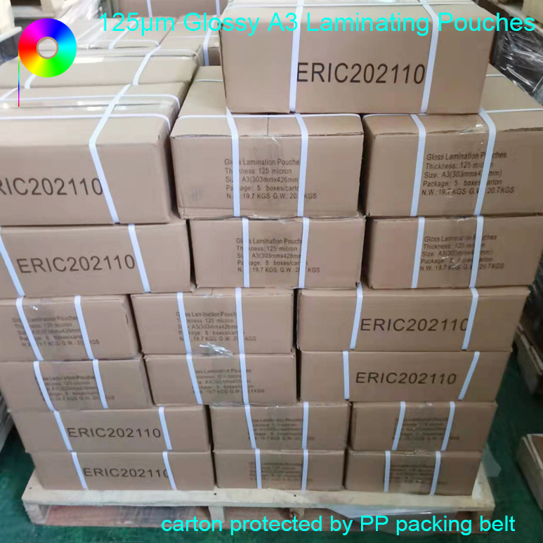 125micron A3 Size Short Side Sealed Glossy Laminating Pouches Film
