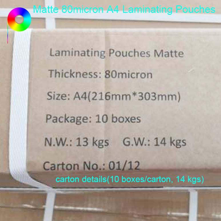 80μm A4 Size 216mm*303mm Matte Polyester Thermal laminating Film for Pouch Laminator