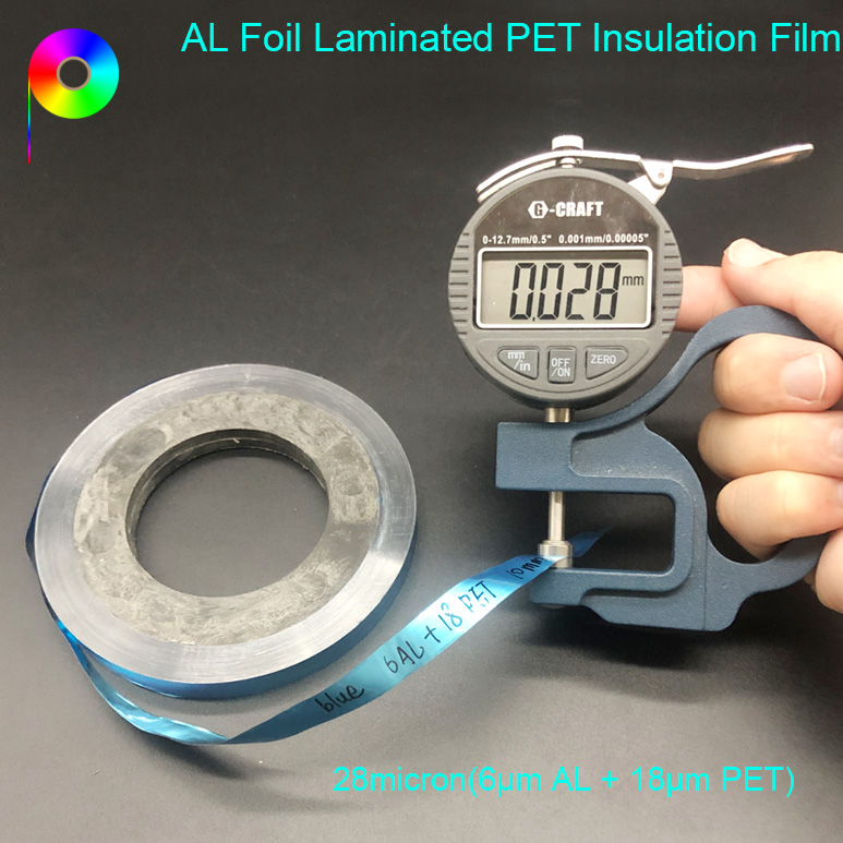 Blue Color 6µm Aluminum Foil Laminated with 18µm PET Insulation Film