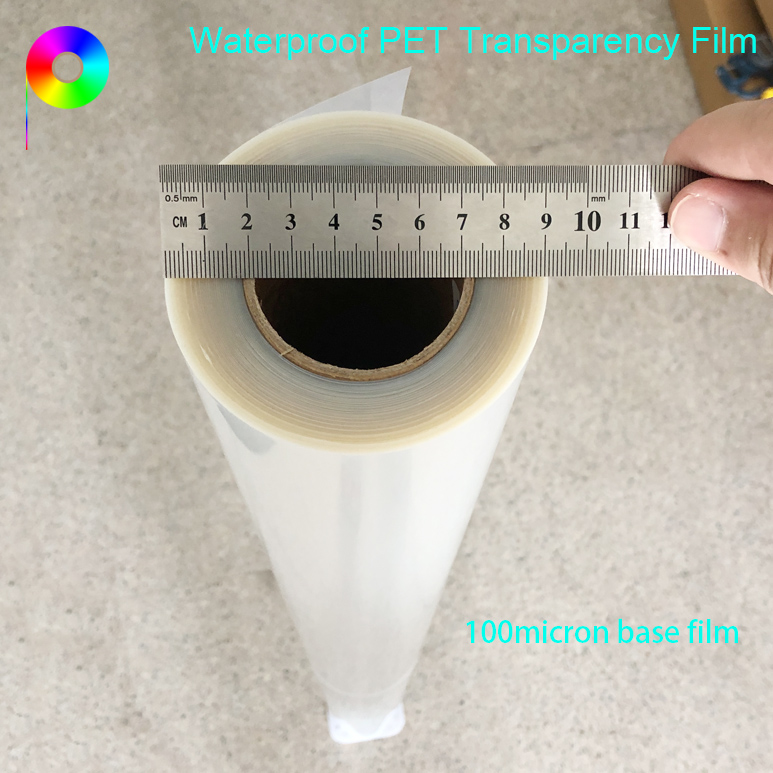 30m length waterproof PET transparency film Milky White Waterproof Inkjet Transparency Film Roll For Screen Printing