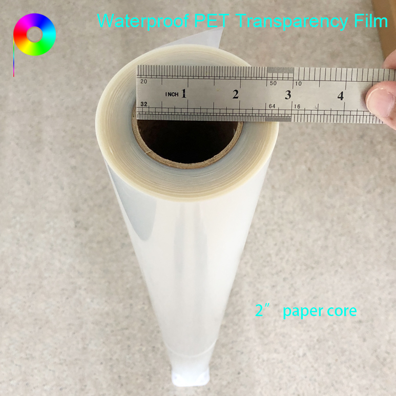 2” paper core waterproof PET transparency film Milky White Waterproof Inkjet Transparency Film Roll For Screen Printing