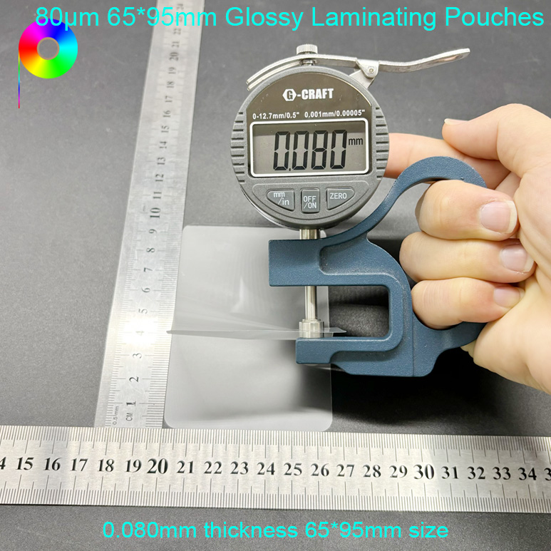 80micron 65*95mm Size Glossy Laminating Pouches For Product Tags