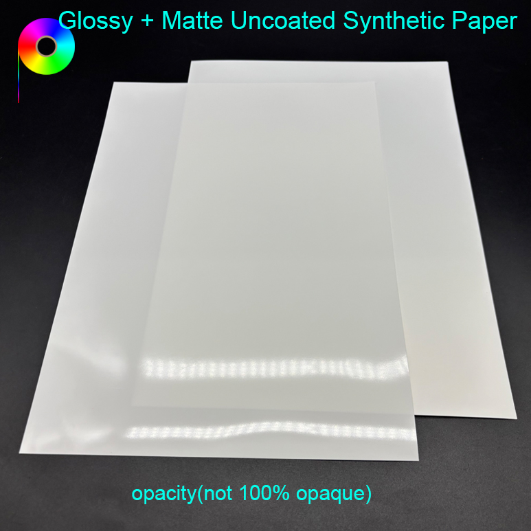 uncoated synthetic paper opacity(not 100% opaque) 140micron 110GSM One Side Matte One Side Glossy Uncoated Synthetic Paper For Rotary Press