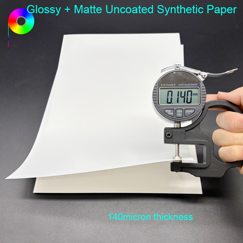 140micron thickness uncoated synthetic paper 140micron 110GSM One Side Matte One Side Glossy Uncoated Synthetic Paper For Rotary Press