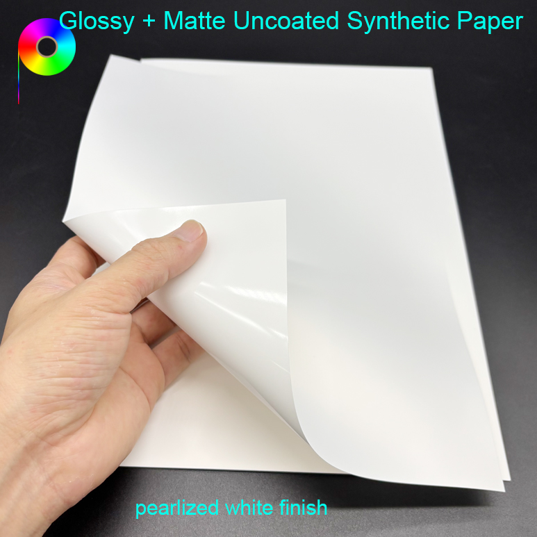 pearlized white finish uncoated synthetic paper 140micron 110GSM One Side Matte One Side Glossy Uncoated Synthetic Paper For Rotary Press