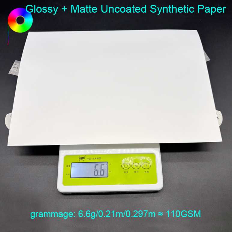 110GSM uncoated synthetic paper 140micron 110GSM One Side Matte One Side Glossy Uncoated Synthetic Paper For Rotary Press