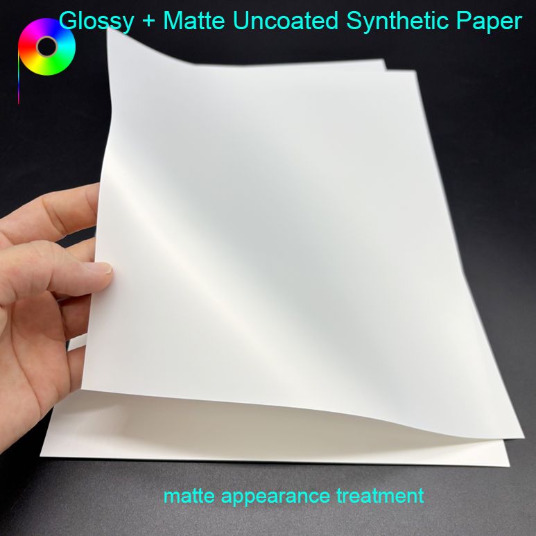matte appearance treatment uncoated synthetic paper 140micron 110GSM One Side Matte One Side Glossy Uncoated Synthetic Paper For Rotary Press