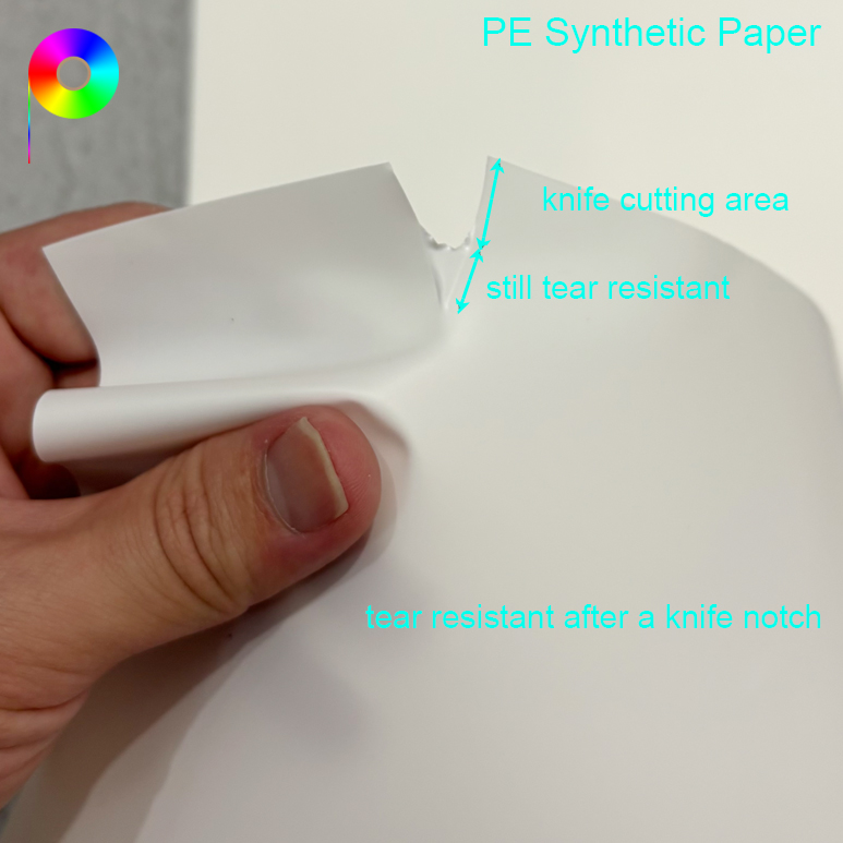 tear resistant after a knife notch 140μm 130GSM High Tear Resistant Both Sides Matte White Uncoated PE Synthetic Paper