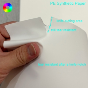 tear resistant after a knife notch 140μm 130GSM High Tear Resistant Both Sides Matte White Uncoated PE Synthetic Paper