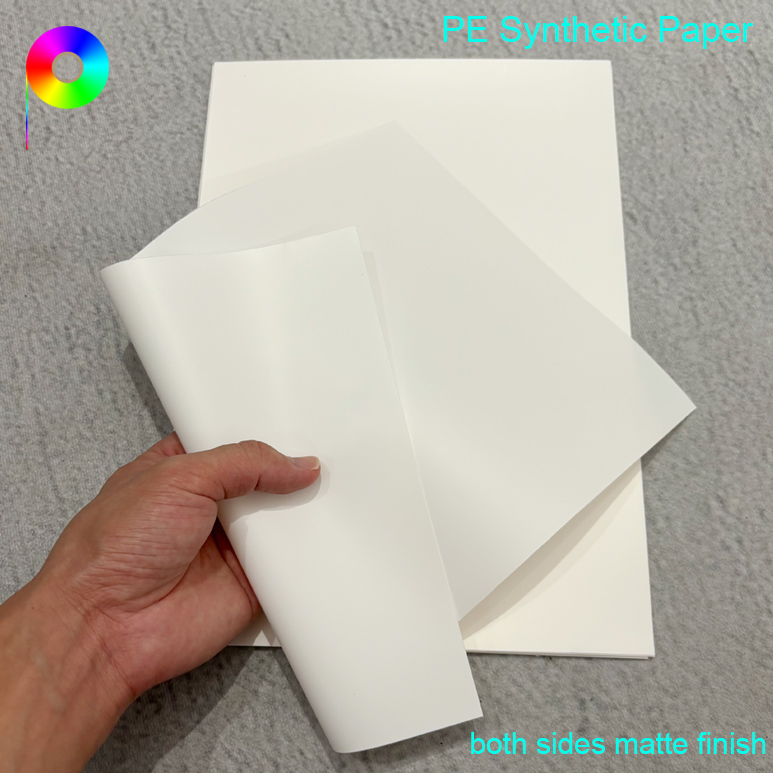 both sides matte finish PE synthetic paper 140μm 130GSM High Tear Resistant Both Sides Matte White Uncoated PE Synthetic Paper