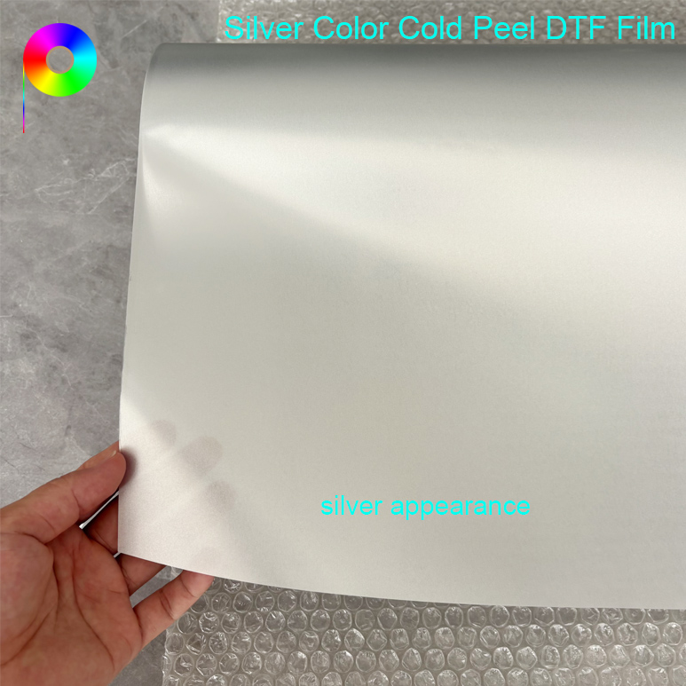Single Side Matte Cold Peel Silver Color DTF Film 60cm for Custom Apparel