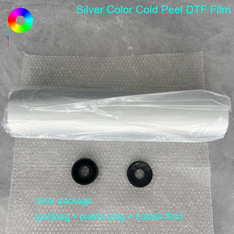 Single Side Matte Cold Peel Silver Color DTF Film 60cm for Custom Apparel