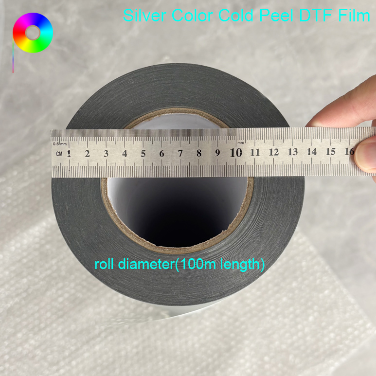 Single Side Matte Cold Peel Silver Color DTF Film 60cm for Custom Apparel