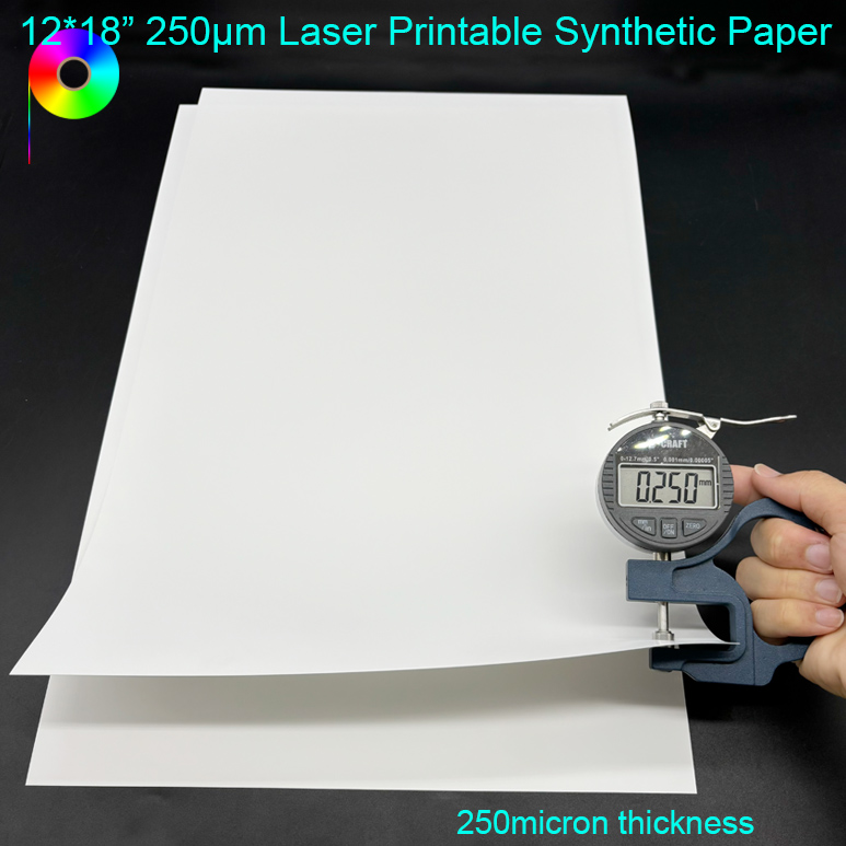 250micron 12*18" Size Double Sides Matte Laser Printing Synthetic Waterproof Paper