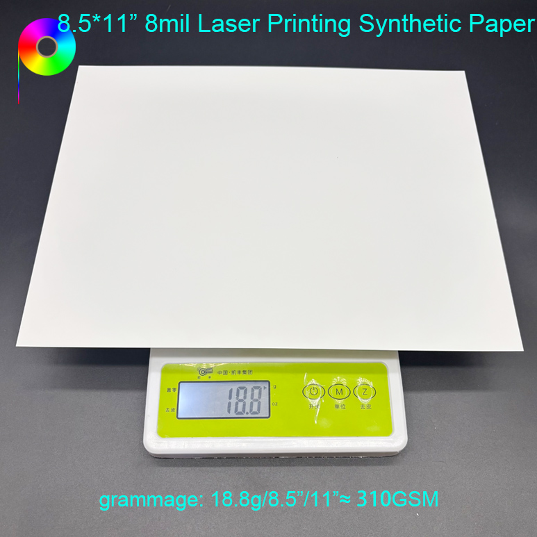 8mil Letter Size 8.5"*11" Pure Polyester Waterproof Synthetic Paper for Laser Printing