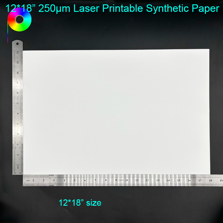250micron 12*18" Size Double Sides Matte Laser Printing Synthetic Waterproof Paper