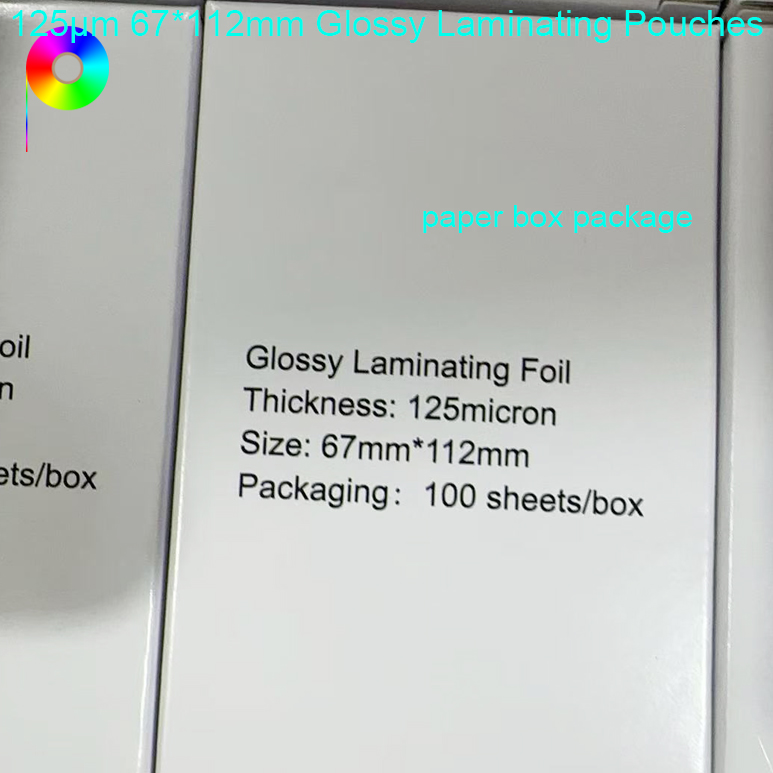 125μm 67mm*112mm Glossy Pouch Laminating Foil For Paper Card Lamination