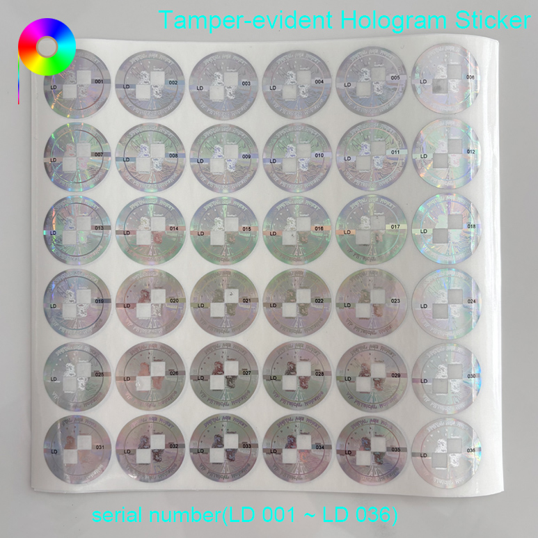 Serial Number Printed Custom Hologram Security Sticker With Transparent Window