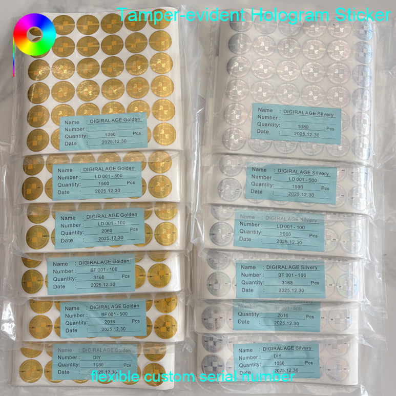 Serial Number Printed Custom Hologram Security Sticker With Transparent Window