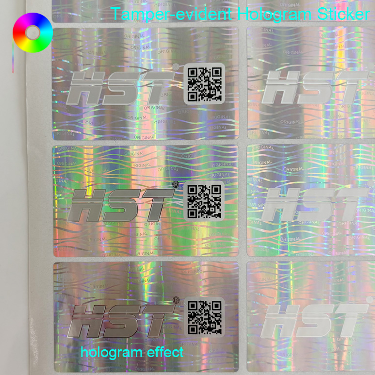 QR Code Printed Custom Tamper-Evident Holographic Sticker with Platinum Relief