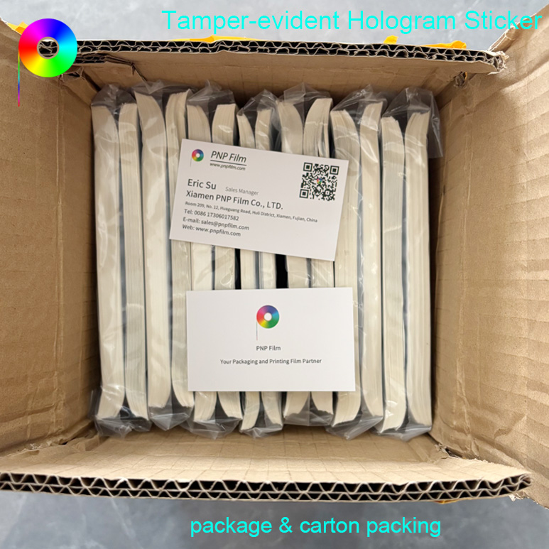 QR Code Printed Custom Tamper-Evident Holographic Sticker with Platinum Relief