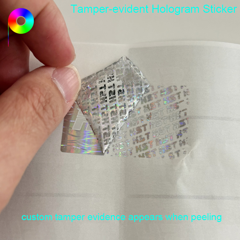 QR Code Printed Custom Tamper-Evident Holographic Sticker with Platinum Relief